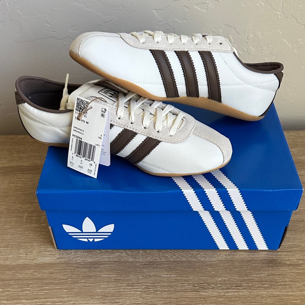 Adidas Women White and Dark Brown Sneakers